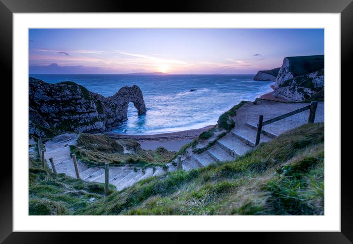 Durdle Door Sunset  Framed Mounted Print by Shaun Jacobs