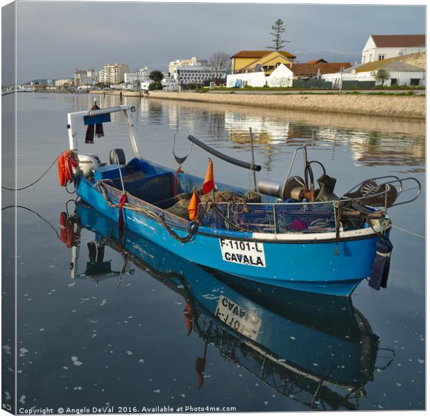 Docked Fishing Boat in Algarve Canvas Print by Angelo DeVal