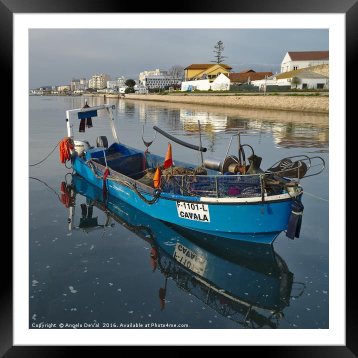 Docked Fishing Boat in Algarve Framed Mounted Print by Angelo DeVal