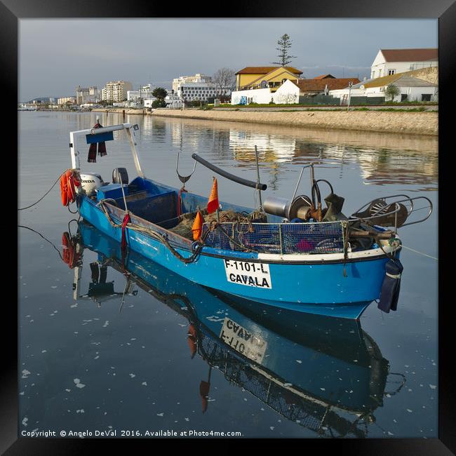 Docked Fishing Boat in Algarve Framed Print by Angelo DeVal