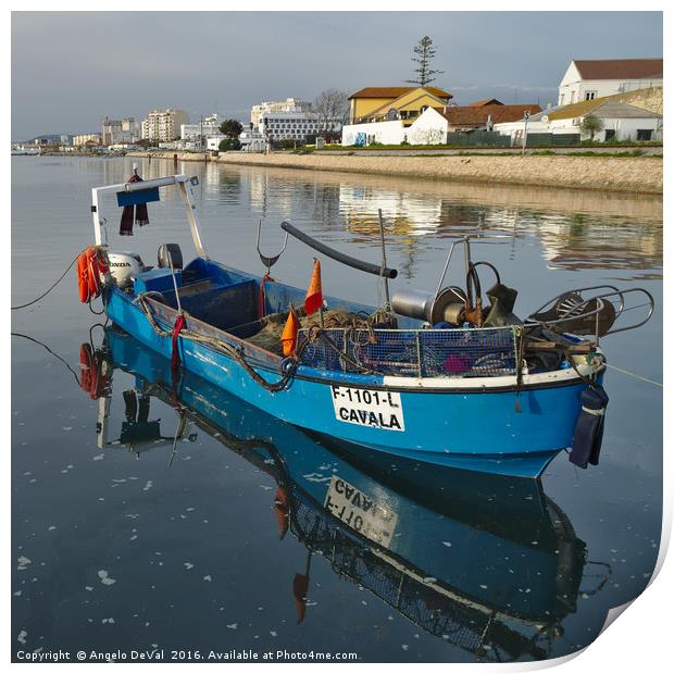Docked Fishing Boat in Algarve Print by Angelo DeVal