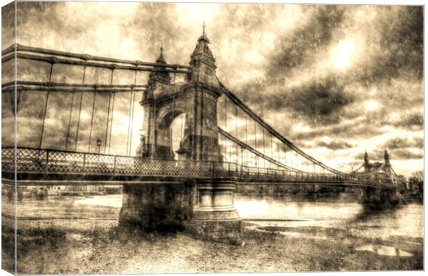 Hammersmith Bridge London Vintage Canvas Print by David Pyatt