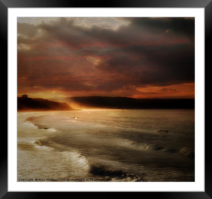 Whitby sunset Framed Mounted Print by Alan Mattison