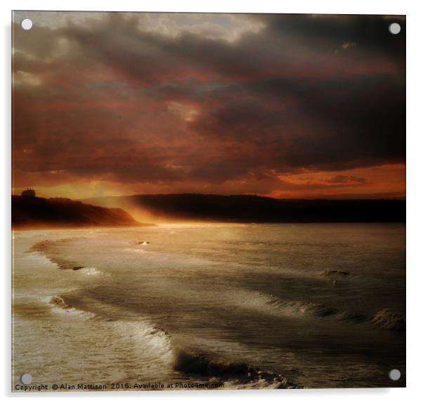 Whitby sunset Acrylic by Alan Mattison