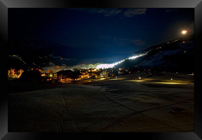 Night Slalom, Schladming, Austria Framed Print by Mark Llewellyn