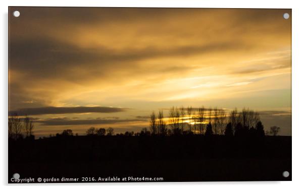 Sunset from the A5 Acrylic by Gordon Dimmer