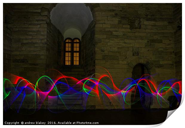 light lines at Newcastle Keep Print by andrew blakey