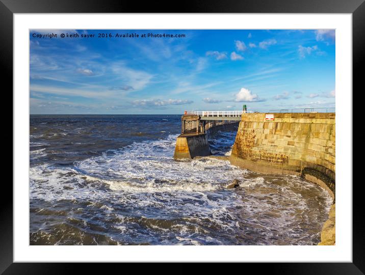 Swirling Sea at Whitby. Framed Mounted Print by keith sayer
