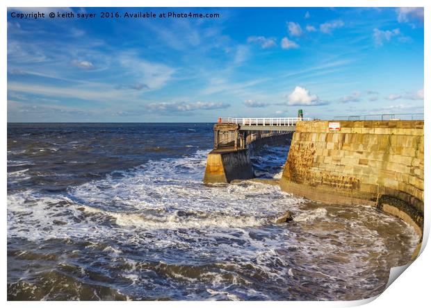 Swirling Sea at Whitby. Print by keith sayer