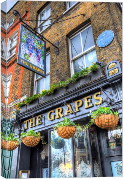 The Grapes Pub London Canvas Print by David Pyatt