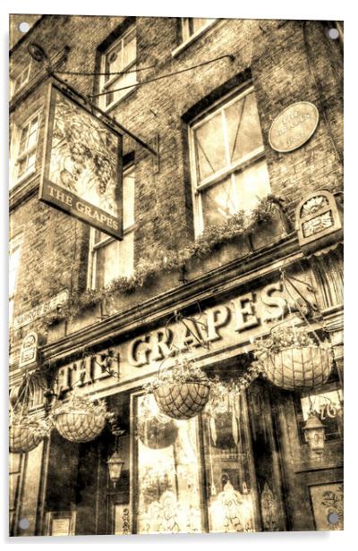 The Grapes Pub London Vintage Acrylic by David Pyatt