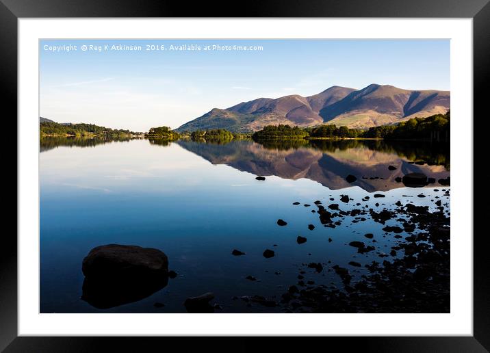 Derwentwater Reflections Framed Mounted Print by Reg K Atkinson