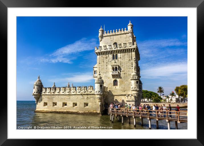 Lisbon, Portugal at Belem Tower on the Tagus River Framed Mounted Print by Dragomir Nikolov