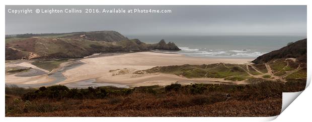 Three Cliffs Bay Panorama Print by Leighton Collins