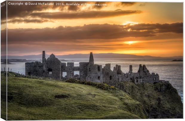 the day ends at Dunluce Castle Canvas Print by David McFarland