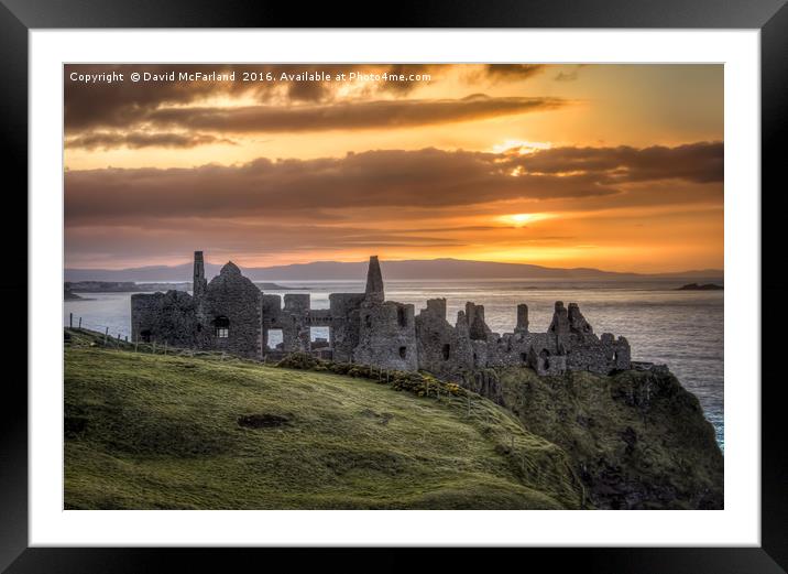 the day ends at Dunluce Castle Framed Mounted Print by David McFarland