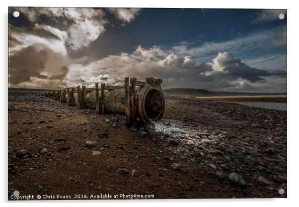 Old water Outlet on Pensarn Beach  Acrylic by Chris Evans