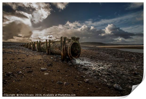 Old water Outlet on Pensarn Beach  Print by Chris Evans