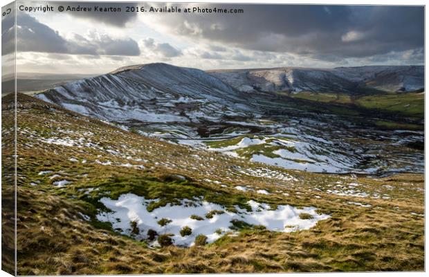 Snow in the hollows Canvas Print by Andrew Kearton