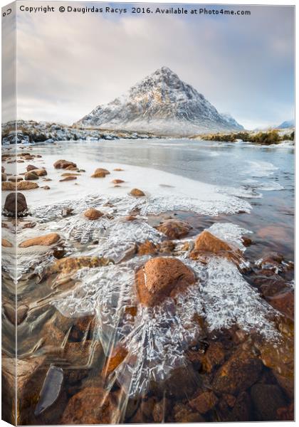 Glencoe and the frozen river Etive Canvas Print by Daugirdas Racys