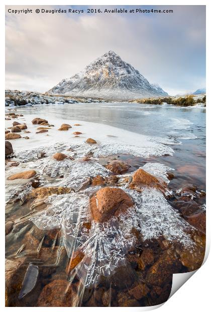 Glencoe and the frozen river Etive Print by Daugirdas Racys