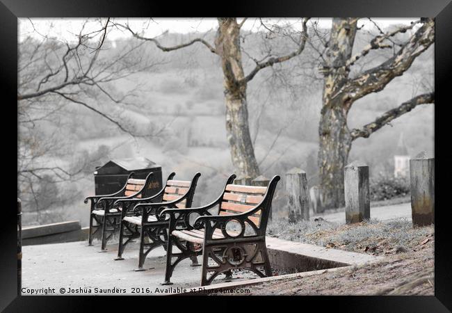 Winter Benches Framed Print by Joshua Saunders