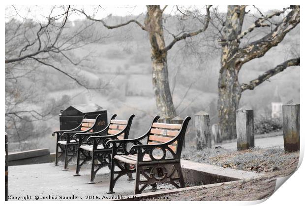 Winter Benches Print by Joshua Saunders
