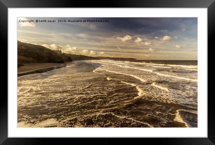 Breaking Waves Whitby Framed Mounted Print by keith sayer