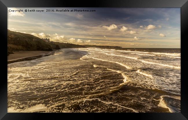 Breaking Waves Whitby Framed Print by keith sayer