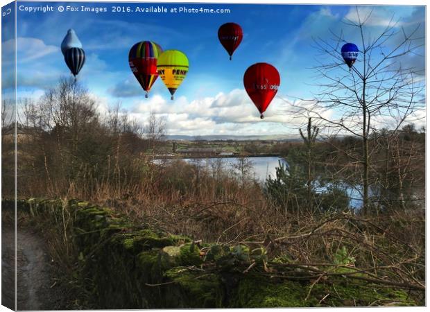 countryside balloons Canvas Print by Derrick Fox Lomax