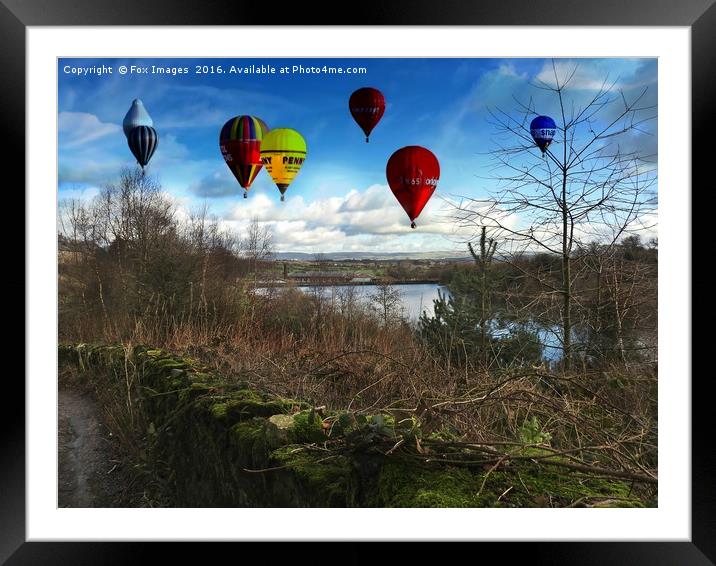 countryside balloons Framed Mounted Print by Derrick Fox Lomax