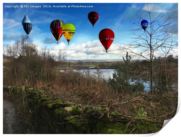 countryside balloons Print by Derrick Fox Lomax