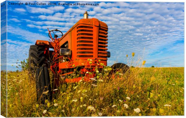 Bright Red Tractor Canvas Print by Paul Cullen