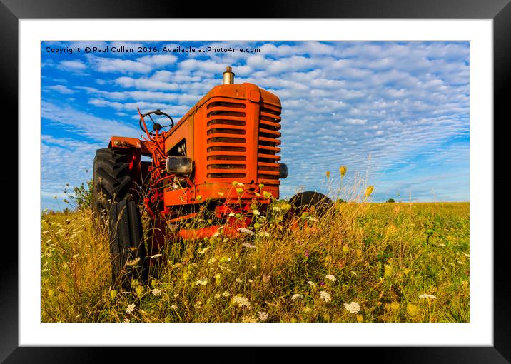 Bright Red Tractor Framed Mounted Print by Paul Cullen