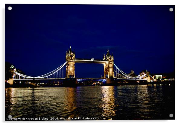 Tower bridge at night Acrylic by Krystian Biskup