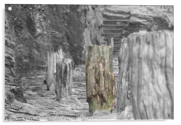 sea wall timbers Acrylic by mike fox
