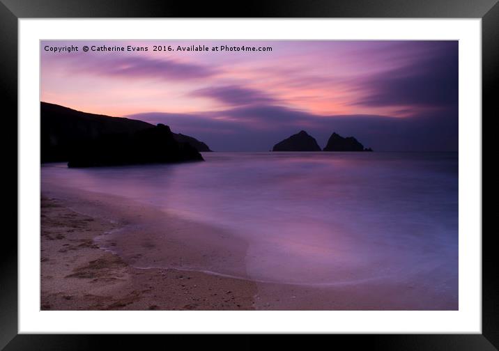 Sunset at Holywell Bay, Cornwall Framed Mounted Print by Catherine Fowler