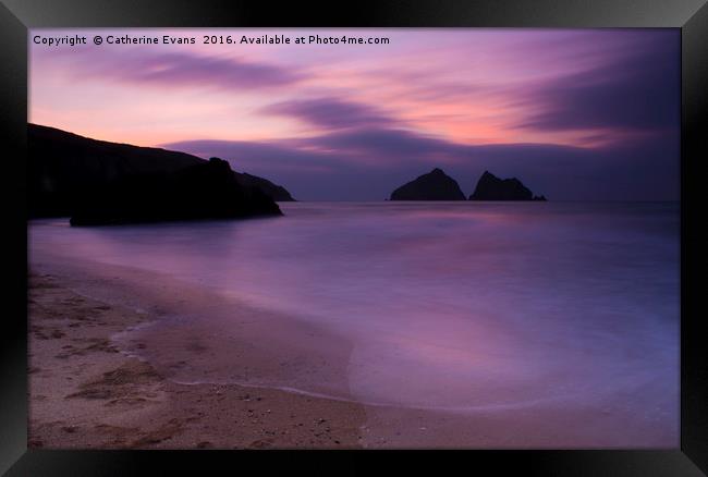 Sunset at Holywell Bay, Cornwall Framed Print by Catherine Fowler
