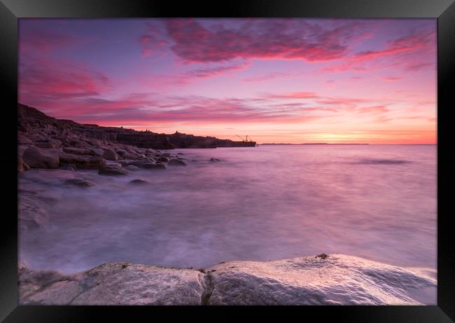 Sunrise in Portland Bill Framed Print by Shaun Jacobs