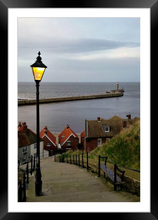 Whitby After Sunset Framed Mounted Print by Dave Leason