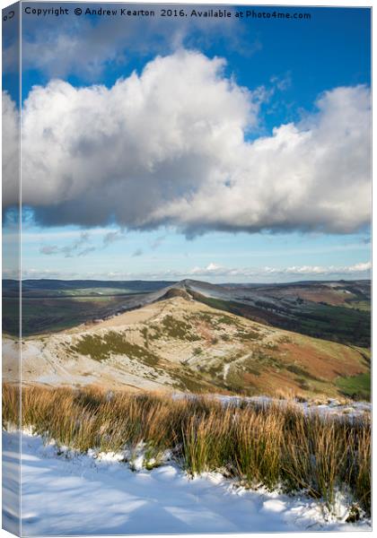 The ridge in winter, Castleton, Derbyshire Canvas Print by Andrew Kearton