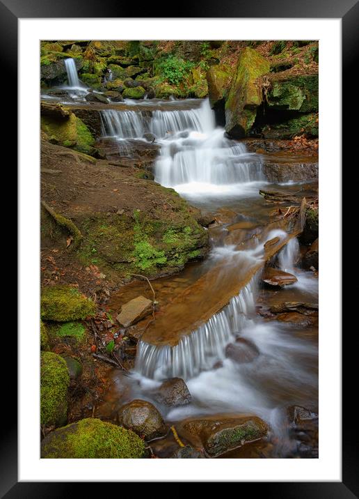 Lumsdale Cascading Falls Framed Mounted Print by Darren Galpin