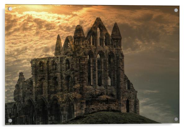 Whitby Abbey Ruins Acrylic by Irene Burdell