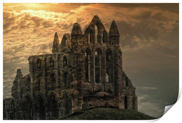 Whitby Abbey Ruins Print by Irene Burdell