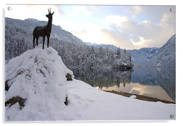 Snowy alpine lake Acrylic by Ian Middleton