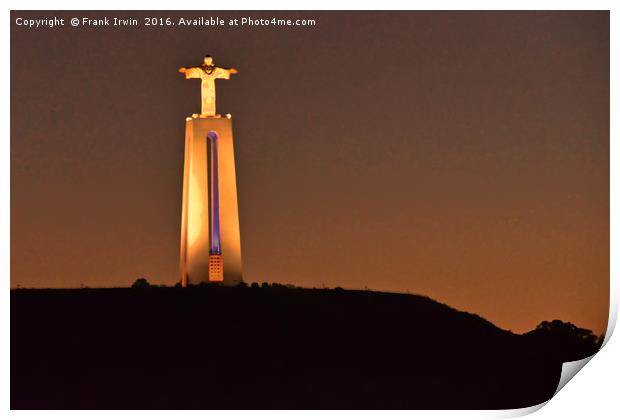 Statue of Christ the Redeemer in Lisbon Print by Frank Irwin