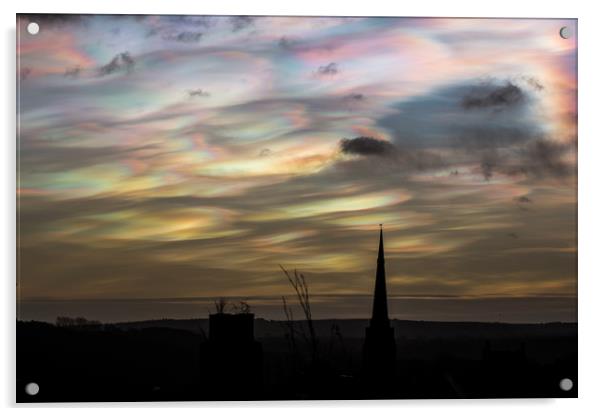 Durham nacreous clouds Acrylic by keith franklin
