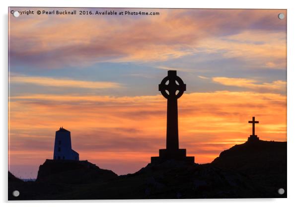 Llanddwyn Island Sunset Silhouette on Anglesey Acrylic by Pearl Bucknall