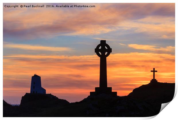Llanddwyn Island Sunset Silhouette on Anglesey Print by Pearl Bucknall