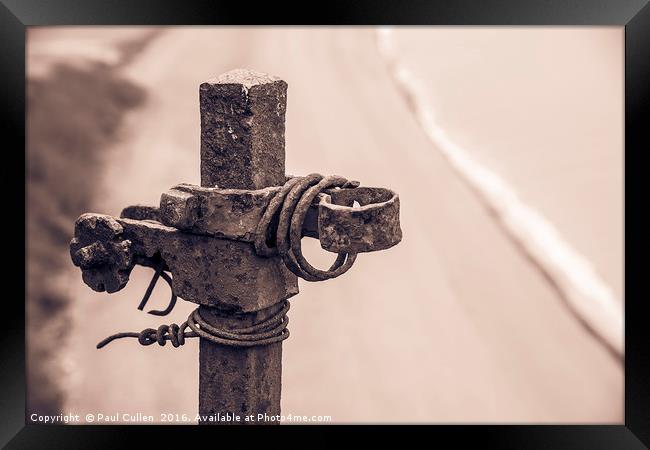 Rusty old Fence post. Framed Print by Paul Cullen